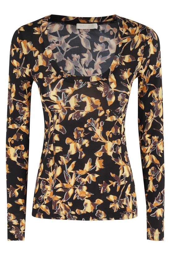  울라 존슨 긴팔 티셔츠 아리스 저지 롱 슬리브 U넥 탑 솔라리스 슬리브