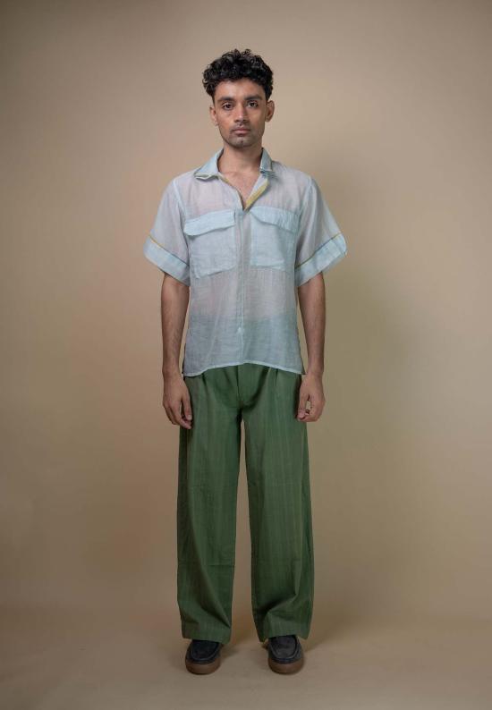  이키비 블라우스 메도우즈 패치 포켓 찬데리 셔츠 블루 - IKKIVI