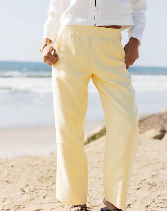  Isla & Saige 스트레이트 팬츠 이슬라앤세이지 로렌 린넨  옐로우 - OTHER BRANDS