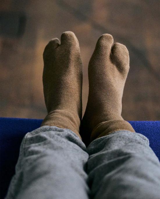  야해 양말 야하에 유기농 면 야크털 타비  브라운 - YAHAE