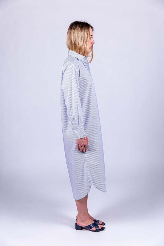  베이스레인지 미디 원피스 올레 셔츠 드레스 화이트/스트라이프 - BASERANGE