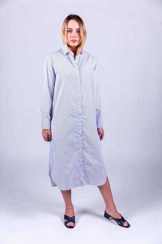  베이스레인지 미디 원피스 올레 셔츠 드레스 화이트/스트라이프 - BASERANGE