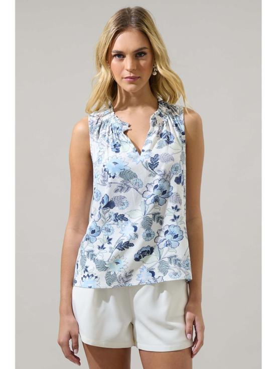  Sugarlips 블라우스 슈가립스 렌리 가든 플로럴  화이트 블루 - OTHER BRANDS