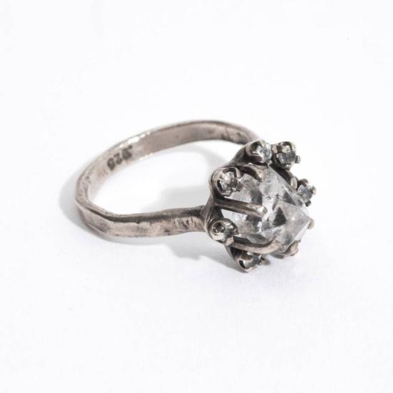  Unearthen Jewelry 반지 언어튼 주얼리 내추럴 링 쿼츠/화이트 사파이어/스털링 실버 - OTHER BRANDS