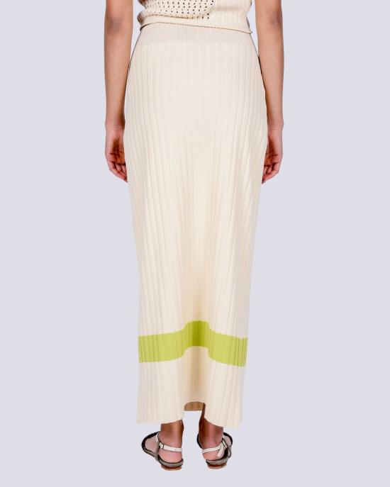  리타 롱 스커트 로우 엘비아 니트 스커트 베이지 - RITA