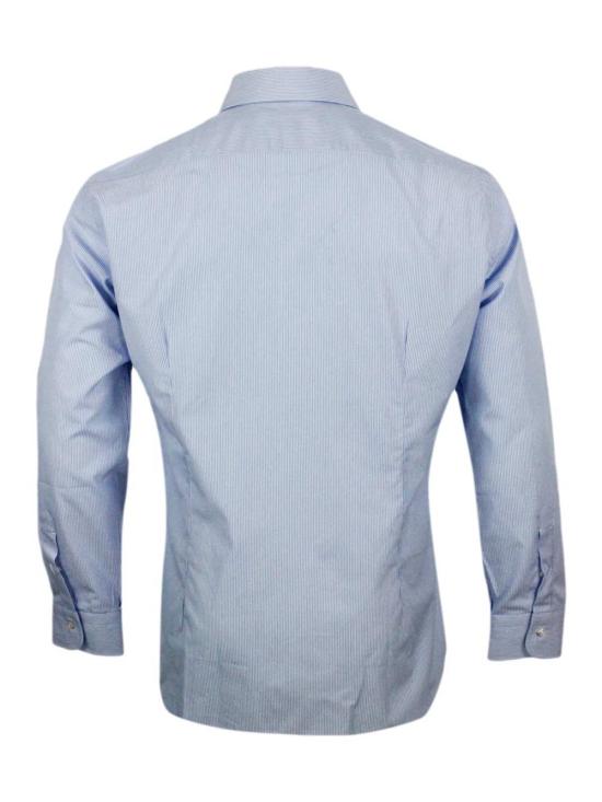  발바 긴팔 셔츠 바르바 나폴리 셔츠 비앙코 셀레스트 - BARBA