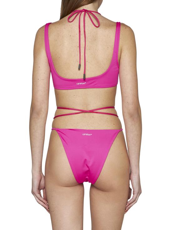  오프화이트 비키니 수영복 레이스가 달린  색상 의상 - OFF WHITE