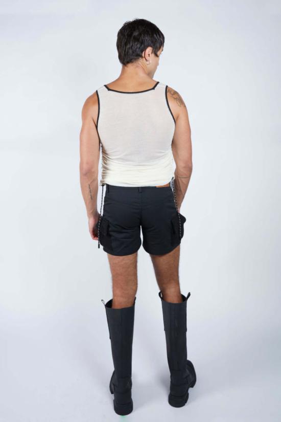  팡 뉴욕 민소매 티셔츠 팡 NYC 러치드 파라코드 스퀘어넥 탱크탑 베이지 - FANG NYC