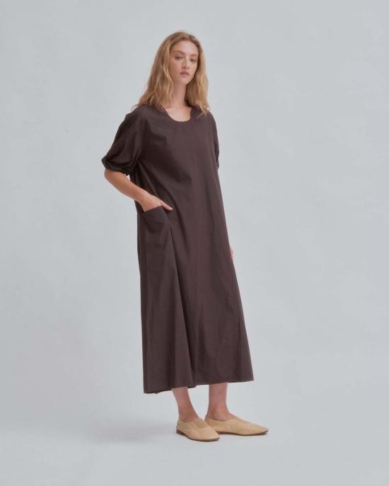  사야카 다비스 뉴욕 롱 원피스 사야카 데이비스 뉴욕 U넥 드레스 초콜릿 - SAYAKA DAVIS NEW YORK