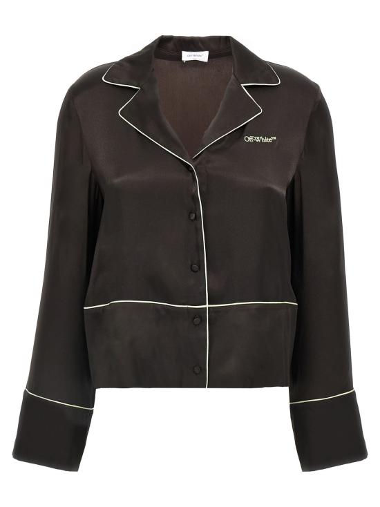  오프화이트 라운지 웨어 블랙 파자마 셔츠