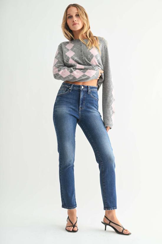  저스트 블랙 데님 데님 팬츠 크롭 펜슬 진 미디엄 데님 - JUST BLACK DENIM