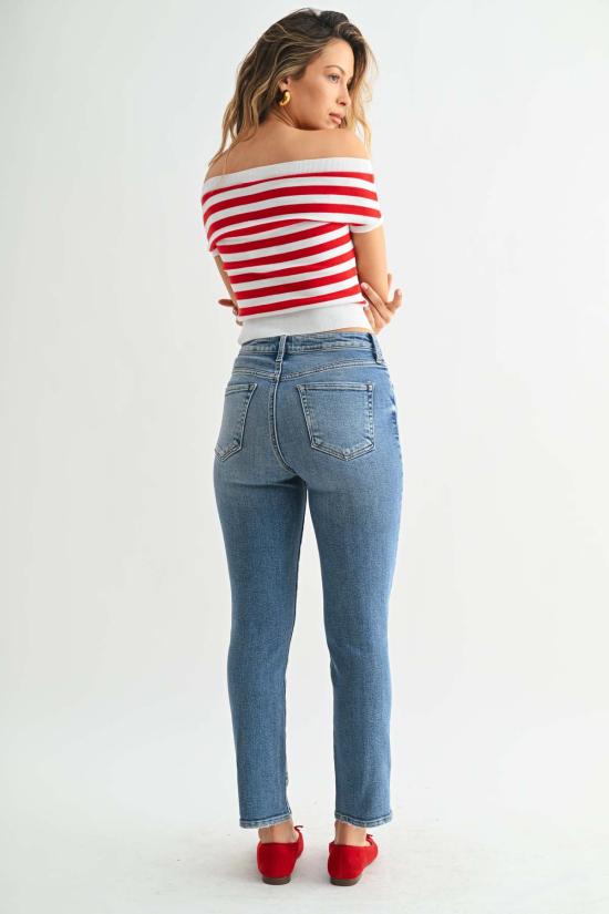  저스트 블랙 데님 데님 팬츠 크롭 펜슬 진 미디엄 데님 - JUST BLACK DENIM