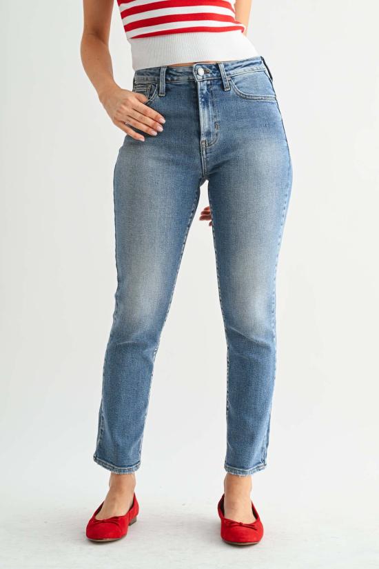  저스트 블랙 데님 데님 팬츠 크롭 펜슬 진 미디엄 데님 - JUST BLACK DENIM