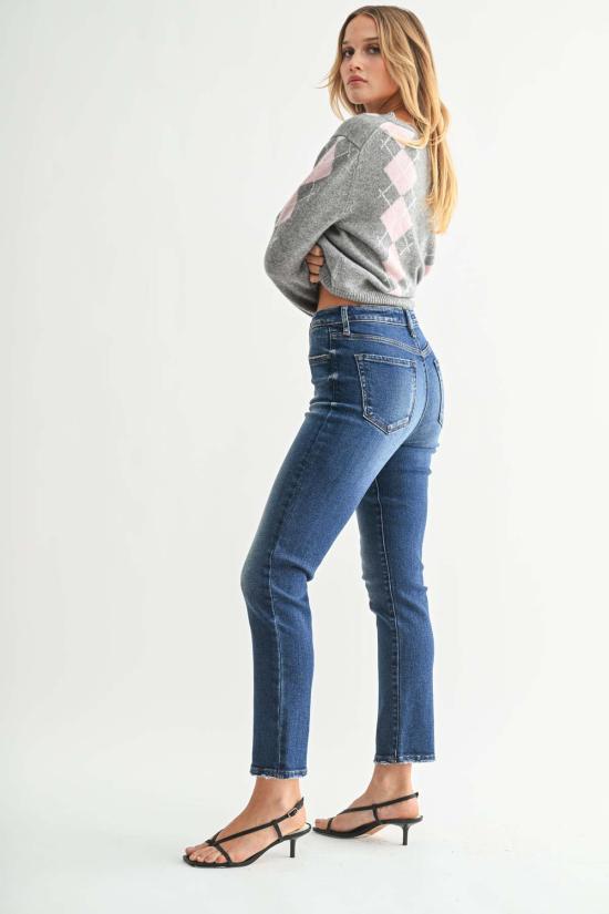  저스트 블랙 데님 데님 팬츠 크롭 펜슬 진 미디엄 데님 - JUST BLACK DENIM