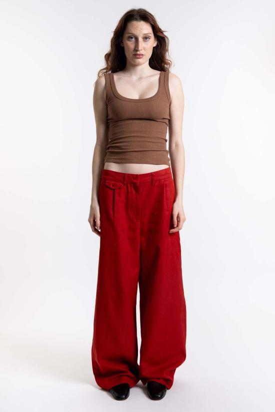  띵킹 뮤 민소매 티셔츠 씽킹 무 오터 헴프 줄리아 탑 브라운 - THINKING MU