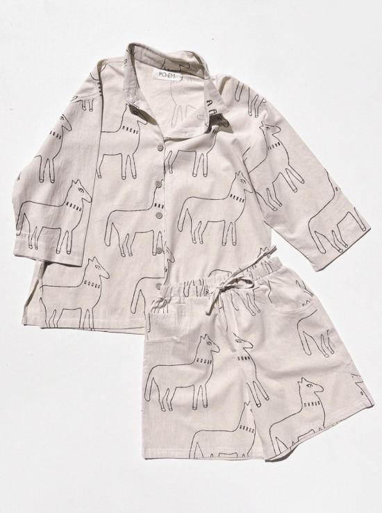  PO-EM 숏팬츠 포엠 타이 쇼츠 더스티 호스 블록 프린트 - OTHER BRANDS