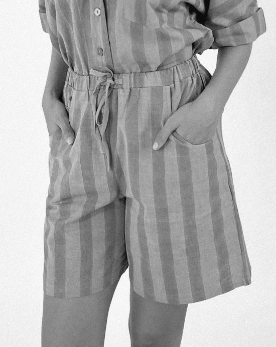  PO-EM 숏팬츠 포엠 타이 쇼츠 더스티 호스 블록 프린트 - OTHER BRANDS