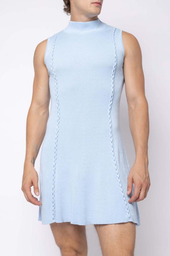 FANG NYC 숏 원피스 팡 체인 링크 니트 터틀넥 드레스 베이비 블루 - OTHER BRANDS