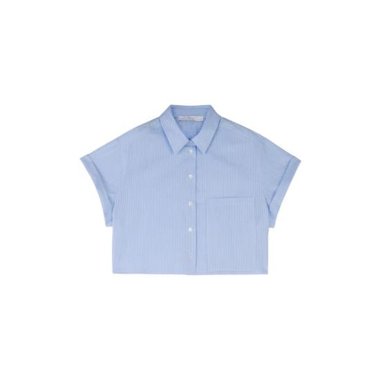  텔라 민소매 티셔츠 록키 셔츠, 흰색과 하늘색 줄무늬 - TELA