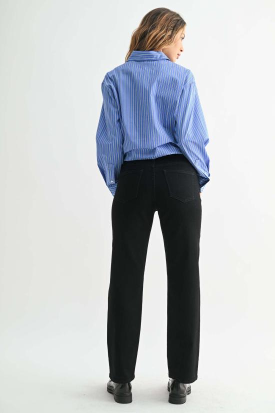  저스트 블랙 데님 데님 팬츠 미드라이즈 스트레이트 진 라이트 데님 - JUST BLACK DENIM