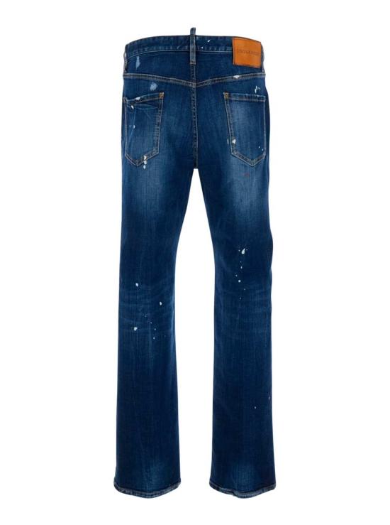  디스퀘어드2 데님 팬츠 Dsquared2 643 청바지, 전체 디테일 및 뒷면에 로고 패치, 블루 색상 - DSQUARED2