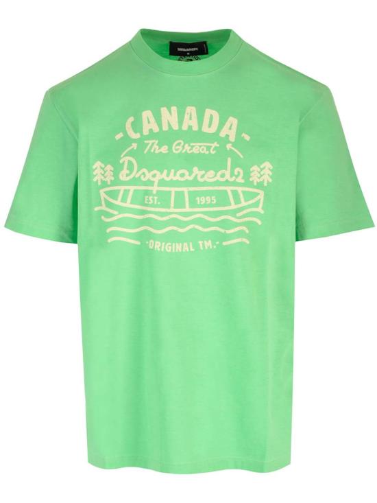  디스퀘어드2 반팔 티셔츠 Dsquared2 로고 프린트 티셔츠 (녹색)