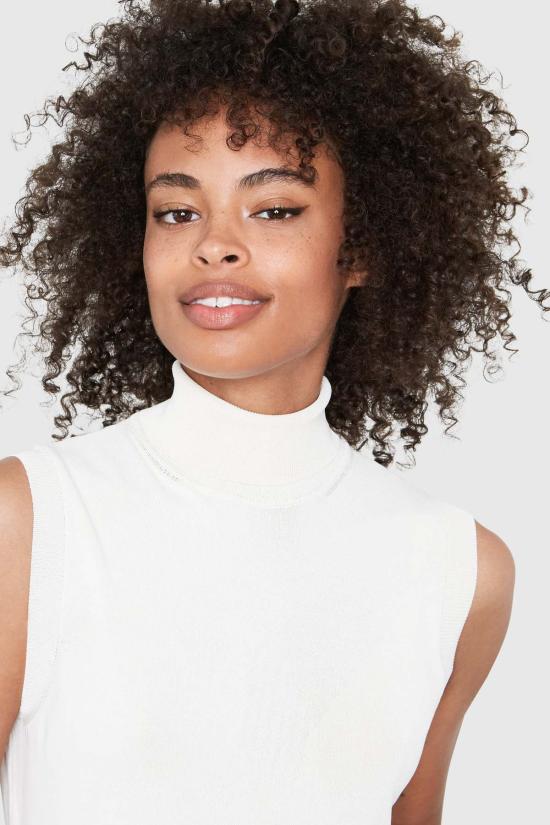  산티클레르 터틀넥 산티클러 헵번 슬리브리스 비스코스 스웨터 크림 - SANTICLER