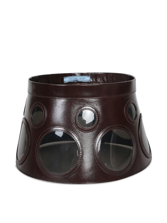  프라다 모자 가죽  다크 브라운