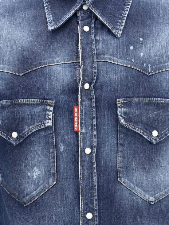 디스퀘어드2 데님 셔츠 Dsquared2 패션 웨스턴  네이비 블루 - DSQUARED2