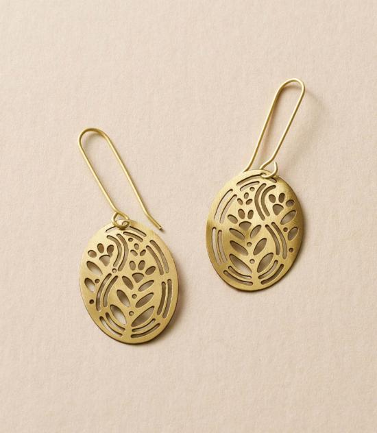  마트르 부미 이어링 아드야 오벌 드롭 후크 귀걸이