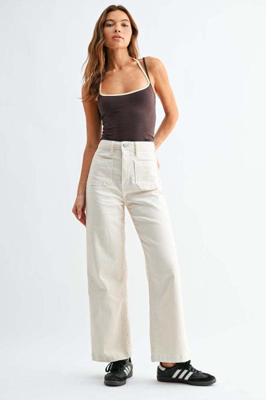  저스트 블랙 데님 데님 팬츠 세일러 포켓 와이드 레그 - JUST BLACK DENIM