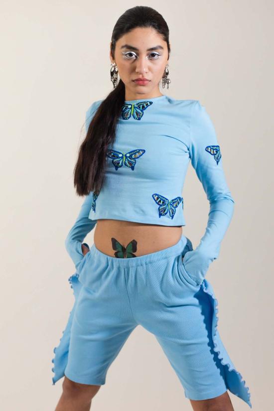  Abacaxi 긴팔 티셔츠 아바카시 아일렛 버터플라이 티 - OTHER BRANDS