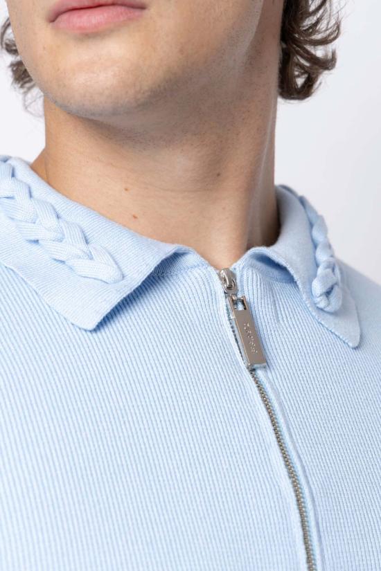  팡 뉴욕 민소매 티셔츠 팡 체인 링크 니트 긴팔 크롭탑 베이비 블루 - FANG NYC