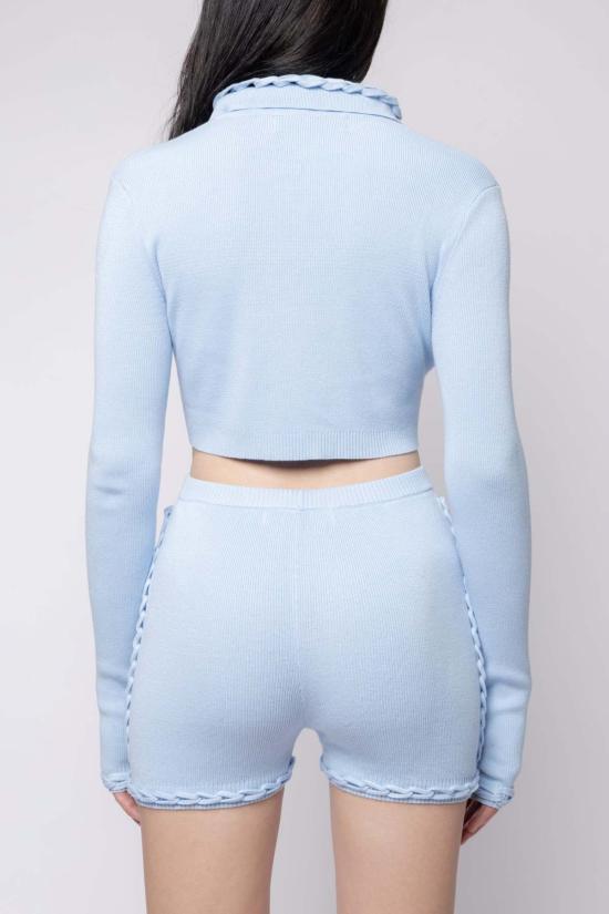  팡 뉴욕 민소매 티셔츠 팡 체인 링크 니트 긴팔 크롭탑 베이비 블루 - FANG NYC