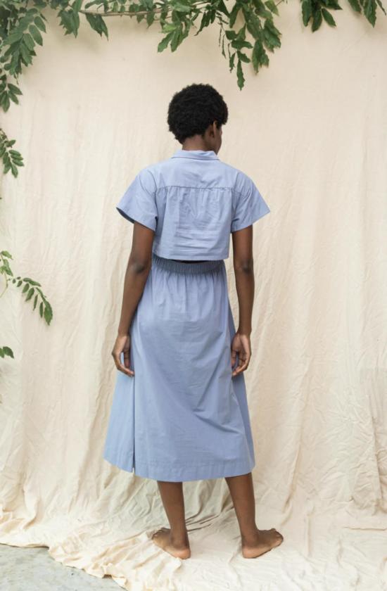  보몽 오가닉 롱 원피스 보몬트 오가닉 브론윈 드레스 워시드 블루 - BEAUMONT ORGANIC