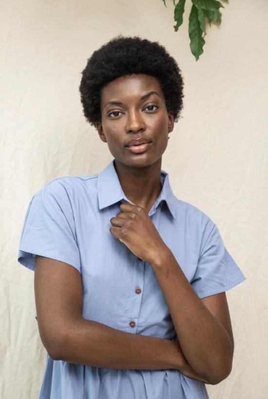  보몽 오가닉 롱 원피스 보몬트 오가닉 브론윈 드레스 워시드 블루 - BEAUMONT ORGANIC