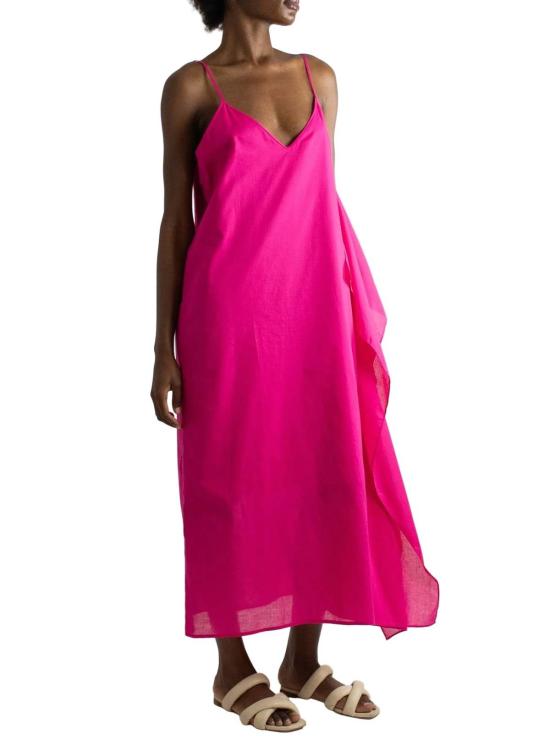  메그 롱 원피스 캐스케이드 드레스 푸시아 - MEG