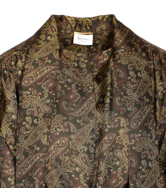  생로랑 숏 원피스 생 로랑 페이즐리 무늬 실크 드레스 - SAINT LAURENT