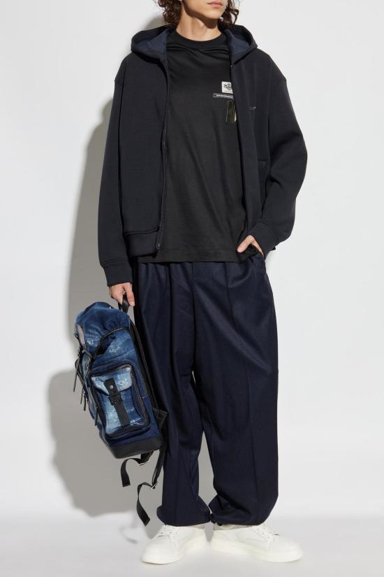  엠포리오 아르마니 긴팔 티셔츠 로고 스웨트셔츠 블루 - EMPORIO ARMANI