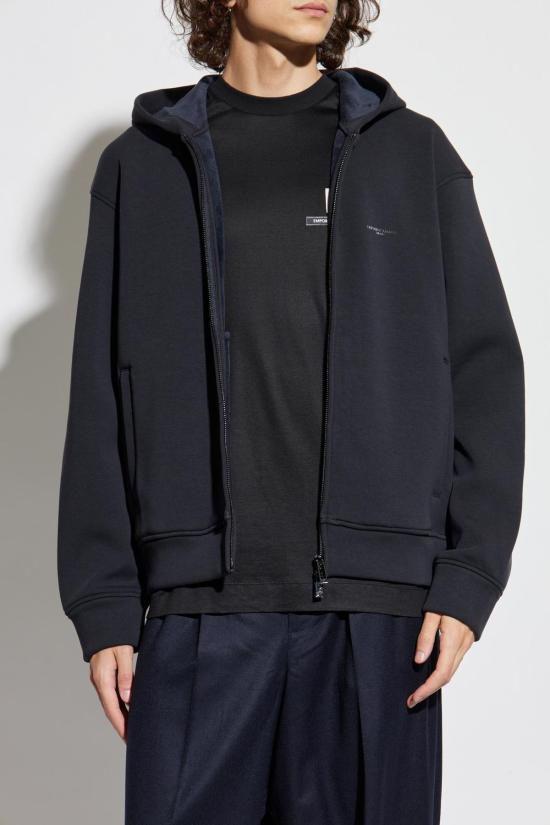  엠포리오 아르마니 긴팔 티셔츠 로고 스웨트셔츠 블루 - EMPORIO ARMANI