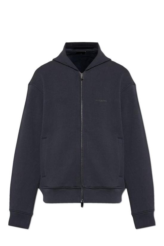  엠포리오 아르마니 긴팔 티셔츠 로고 스웨트셔츠 블루