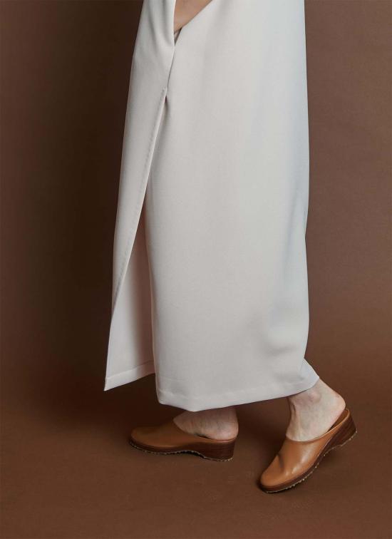  카렘 롱 원피스 망고 파인 오버랩 사이드 슬릿 맥시 드레스 라이트 크림 - KAAREM