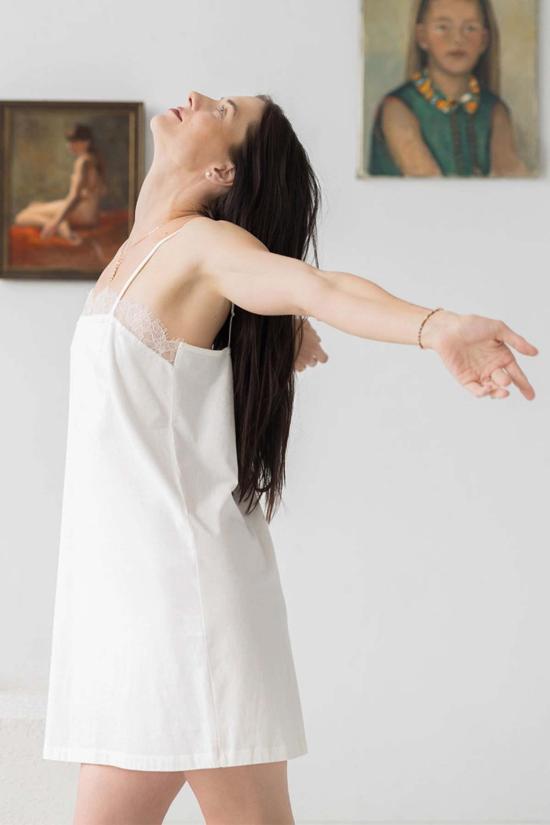  살루아 란제리 라운지 웨어 소피아 슈미즈 화이트 - SALUA LINGERIE