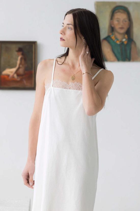  살루아 란제리 라운지 웨어 소피아 슈미즈 화이트 - SALUA LINGERIE