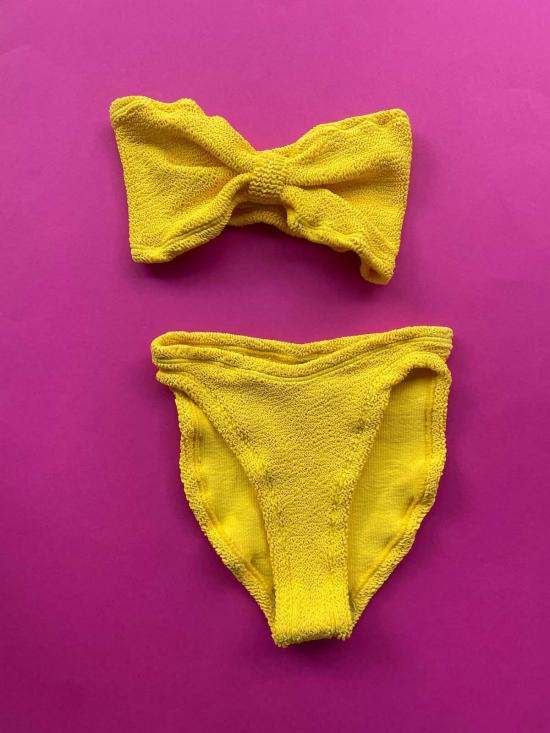  훈자 지 비키니 수영복 훈자 G 진 스트랩리스 비키니 세트 해바라기