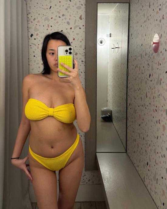  훈자 지 비키니 수영복 훈자 G 진 스트랩리스 비키니 세트 해바라기 - HUNZA G