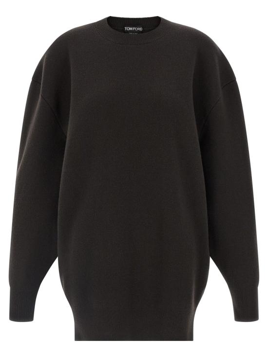  톰포드 숏 원피스 톰 포드 스컬프추얼 더블 페이스 드레스 브라운