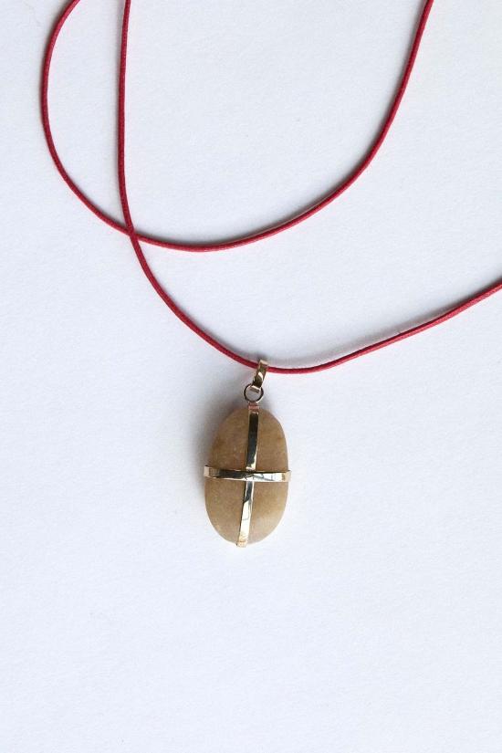  나탈리 마툴랭 목걸이/팬던트 나탈리 마툴린 스톤 리본 펜던트, 앰버/9캐럿 골드 - NATHALIE MATHOULIN