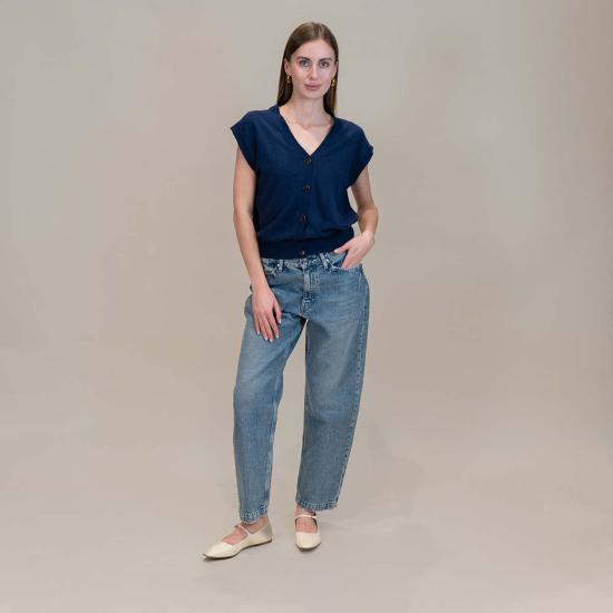  포만데레 베스트 71132 니트조끼 인디고