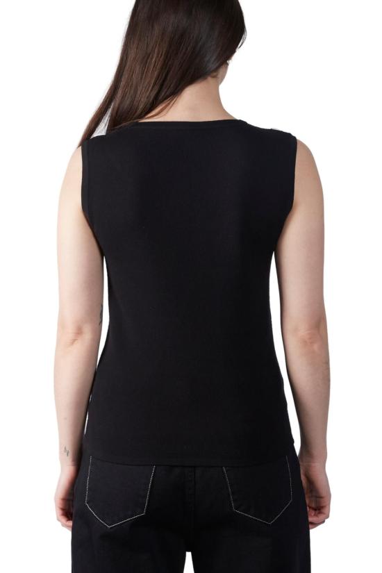  팡 뉴욕 민소매 티셔츠 팡 NYC 그로밋 크로스 니트 탑 블랙/베이지 - FANG NYC